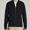 Men American Tall Hoodies + Sweatshirts | Full-Zip Baseball Collar Sweater For Tall Men In Black