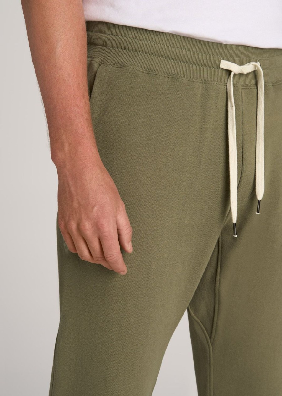 Men American Tall Athletic Pants | Lj&S Brushed Terrycloth Sweatpants For Tall Men In Vintage Moss Green