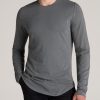 Men American Tall Long Sleeve Tees + Thermals | Slub Long Sleeve Scoop Tall Men'S Tee In Charcoal