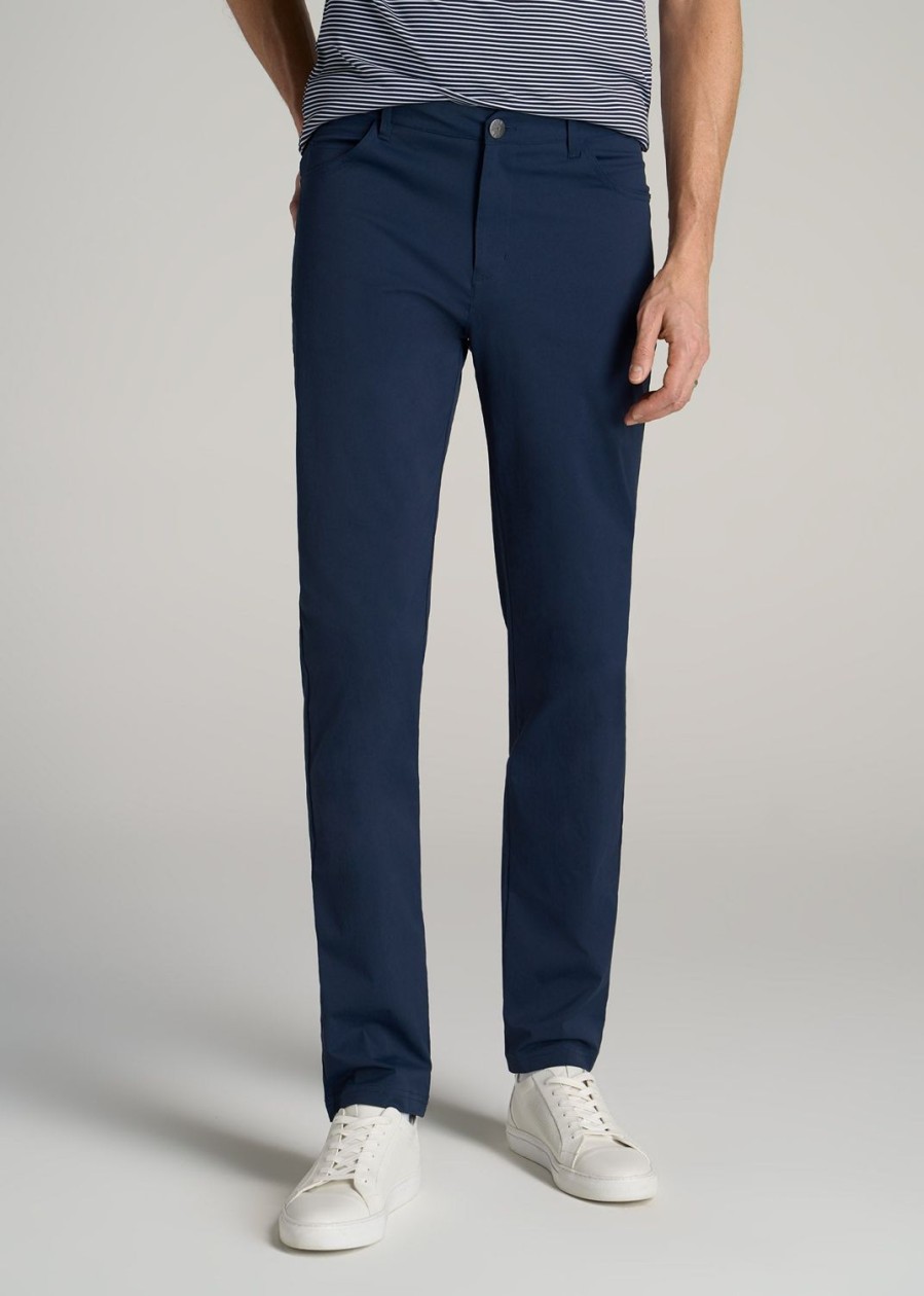 Men American Tall Pants + Chinos | Tapered-Fit Traveler Pants For Tall Men In Marine Navy