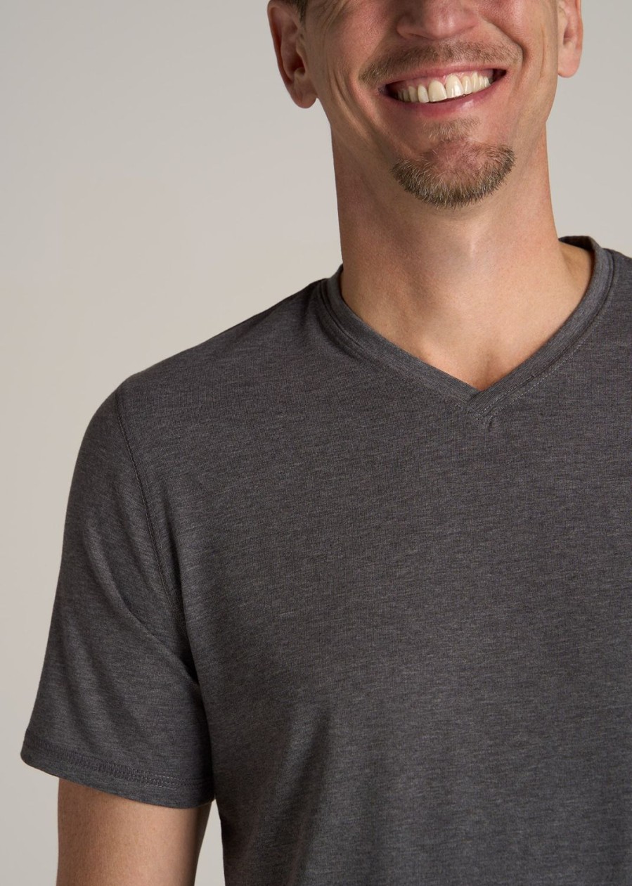 Men American Tall Tees + Tanks | The Essential Regular-Fit V-Neck Men'S Tall Tees In Charcoal Mix