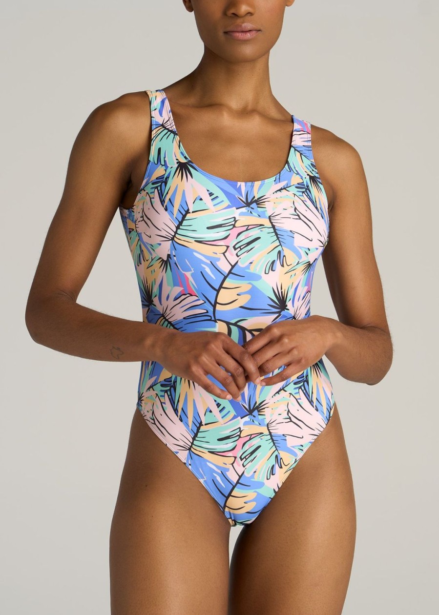 Women American Tall Swimwear | Women'S Tall One Piece Swimsuit In Abstract Tropical