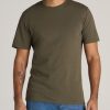 Men American Tall Tees + Tanks | Lj&S Men'S Tall Regular-Fit Crew Neck Tee In Surplus Green