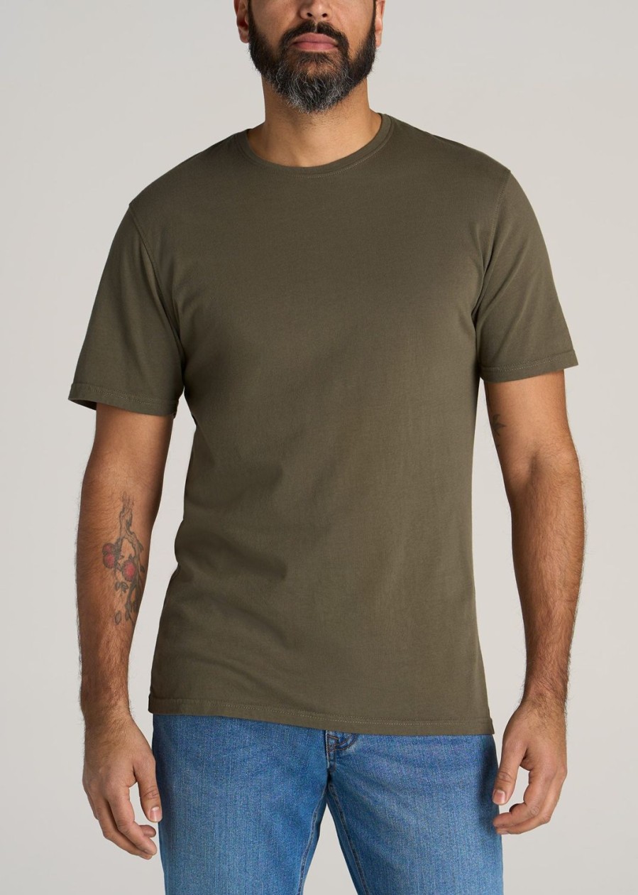 Men American Tall Tees + Tanks | Lj&S Men'S Tall Regular-Fit Crew Neck Tee In Surplus Green