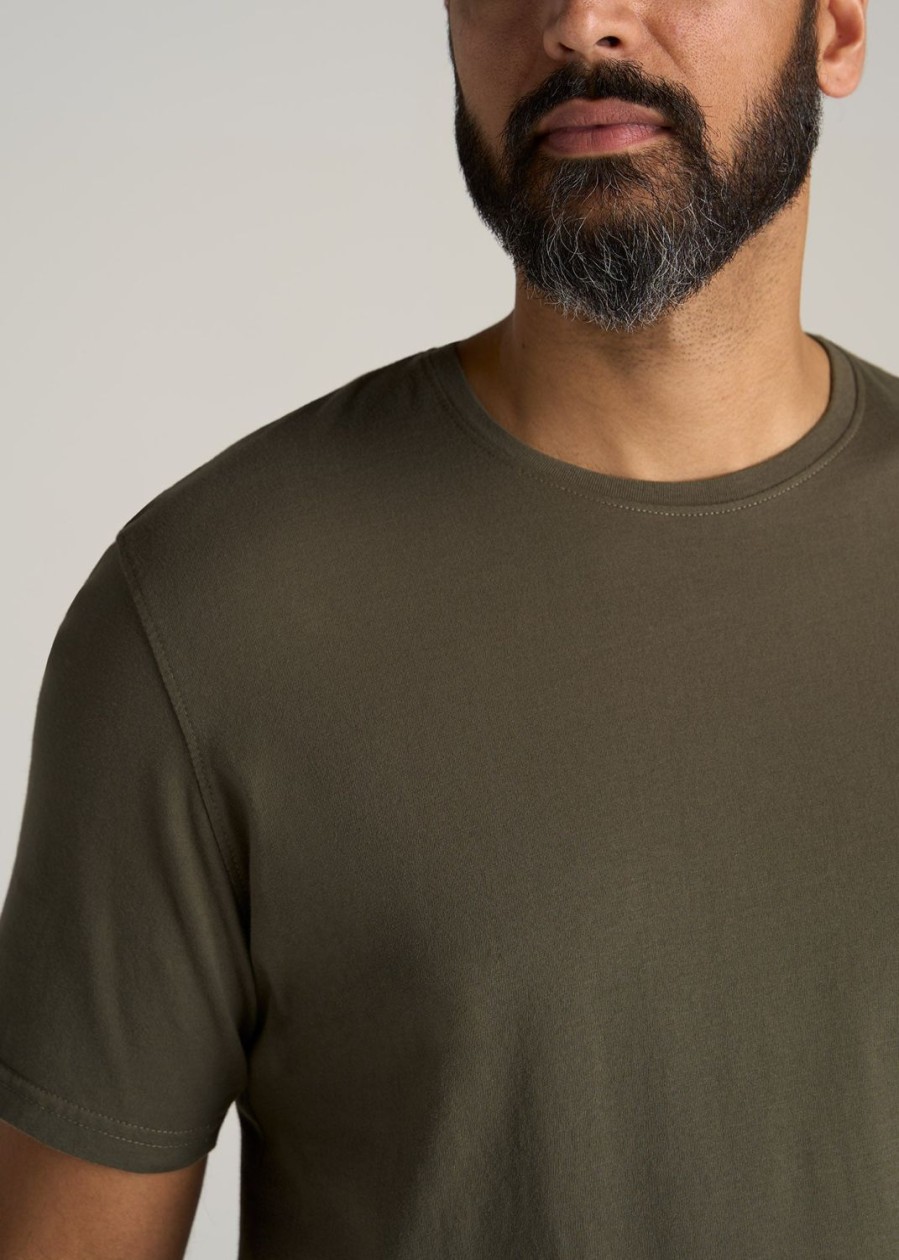 Men American Tall Tees + Tanks | Lj&S Men'S Tall Regular-Fit Crew Neck Tee In Surplus Green