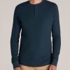 Men American Tall Long Sleeve Tees + Thermals | Double Honeycomb Thermal Long-Sleeve Henley Shirt For Tall Men In True Navy