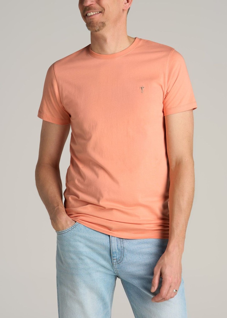 Men American Tall Tees + Tanks | Modern-Fit Embroidered Logo Crewneck T-Shirt For Tall Men In Apricot Crush