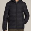 Men American Tall Jackets + Coats | Tall Men'S Packable Puffer Jacket In Black