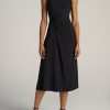 Women American Tall Dresses | Sleeveless Knot Front Dress For Tall Women In Black