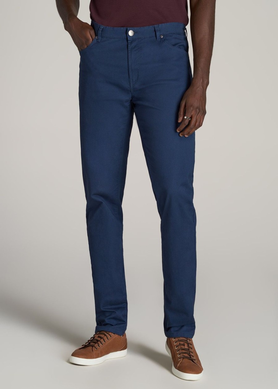 Men American Tall Pants + Chinos | Dylan Slim Fit Five-Pocket Pants In Pants For Tall Men Marine Navy