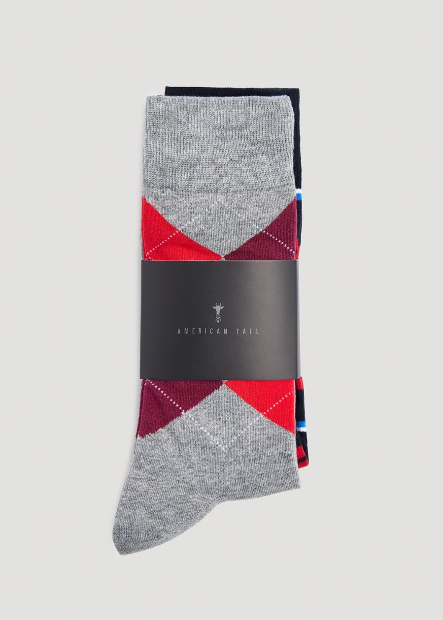 Men American Tall Socks | Men'S Xl Dress Socks (Size 14-17) | 3-Pack D