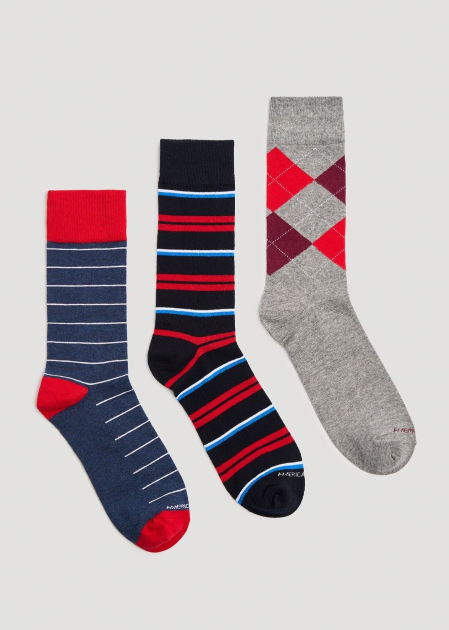 Men American Tall Socks | Men'S Xl Dress Socks (Size 14-17) | 3-Pack D