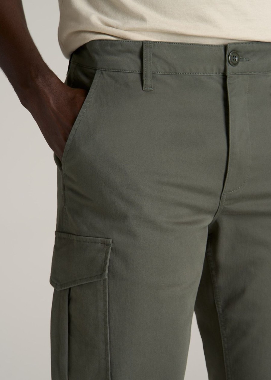 Men American Tall Pants + Chinos | Tapered-Fit Stretch Cotton Cargo Jogger Pants For Tall Men In Spring Olive