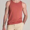 Men American Tall Tees + Tanks | The Essentials: Men'S Tall Slim-Fit Beach Tank Top In Persimmon