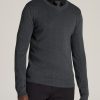 Men American Tall Hoodies + Sweatshirts | Everyday V-Neck Tall Men'S Sweater In Charcoal Mix