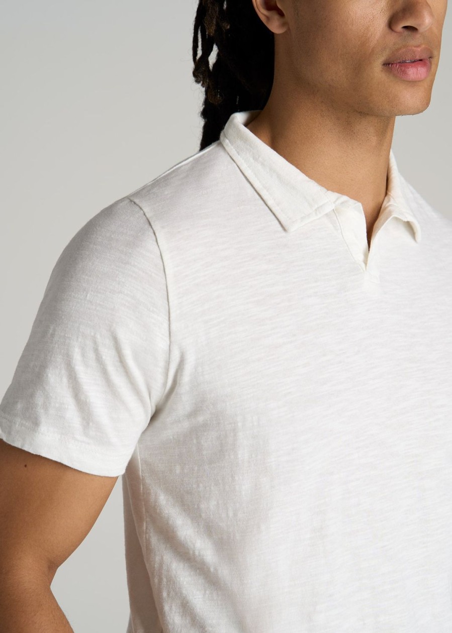 Men American Tall Polos | Slub Men'S Tall Polo Shirt In Ecru