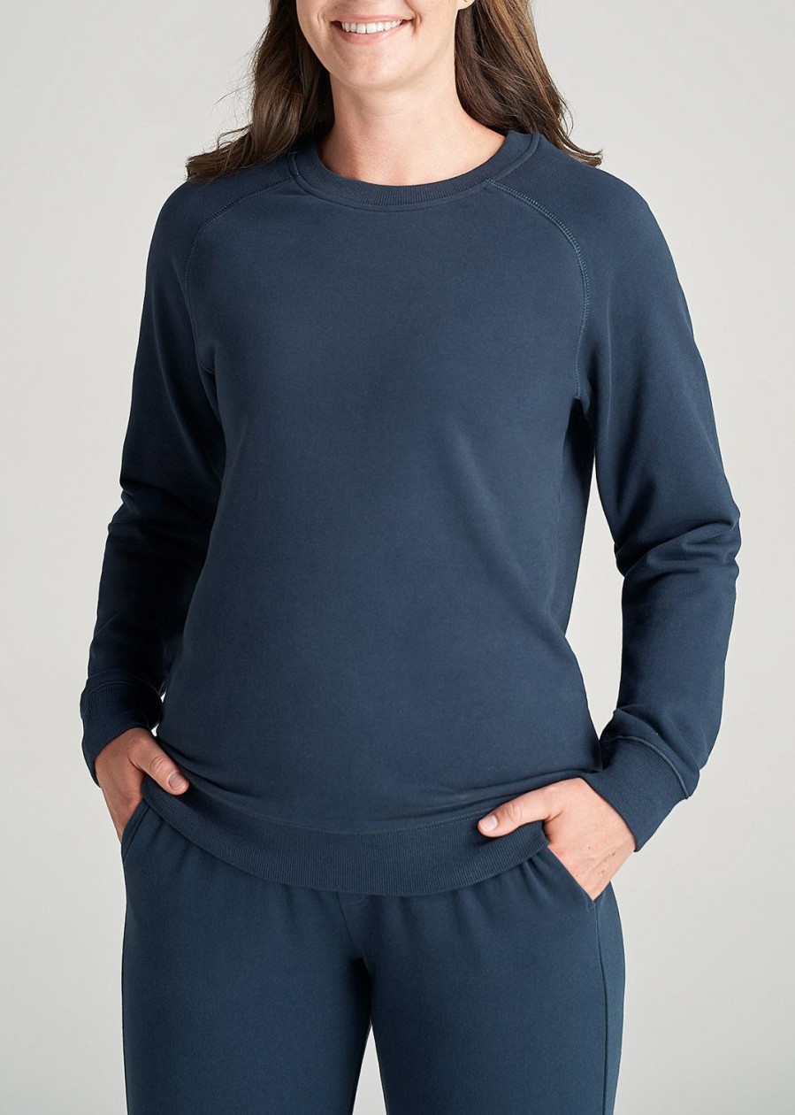 Women American Tall Hoodies + Sweatshirts | Wearever French Terry Women'S Tall Crewneck Sweatshirt In Bright Navy