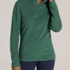 Women American Tall Sweaters | Half Zip Polar Fleece Pullover Sweater For Tall Women In Fresh Sage