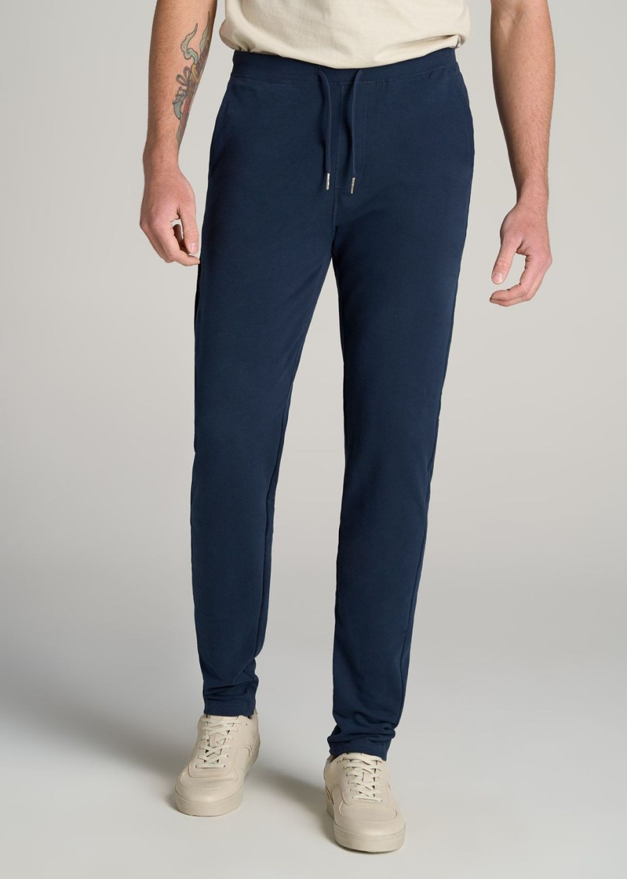 Men American Tall Athletic Pants | Microsanded French Terry Sweatpants For Tall Men In Marine Navy