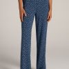 Women American Tall Athletic Pants | Wide Leg Women'S Tall Pajama Pants In Blue Ditsy Floral Print