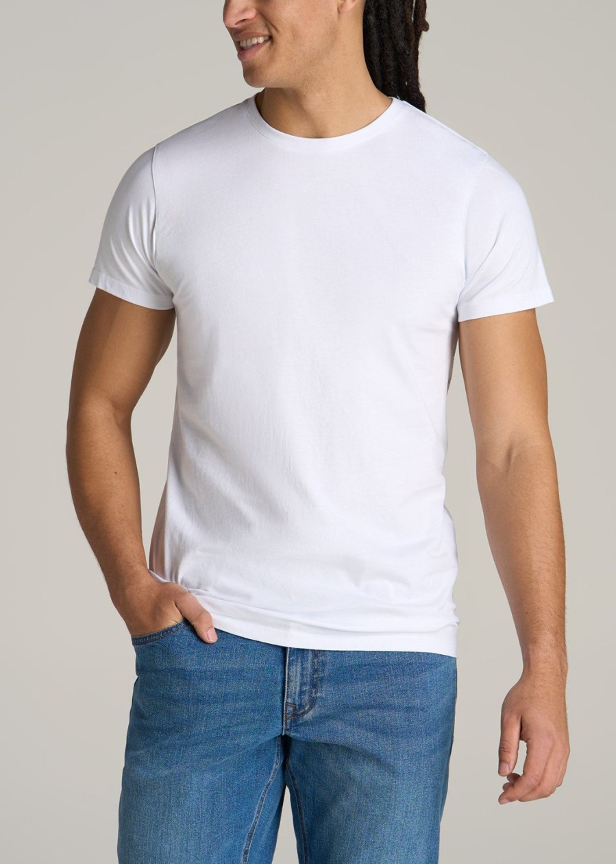 Men American Tall Tees + Tanks | Modern-Fit Garment Dyed Cotton Men'S Tall T-Shirt In White