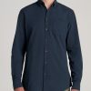 Men American Tall Button Shirts | Washed Oxford Shirt For Tall Men In Navy