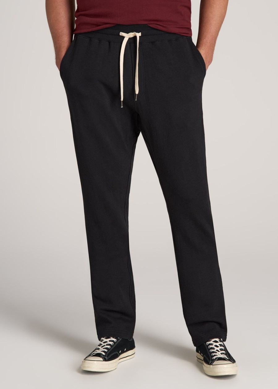 Men American Tall Athletic Pants | Lj&S Brushed Terrycloth Sweatpants For Tall Men In Vintage Black