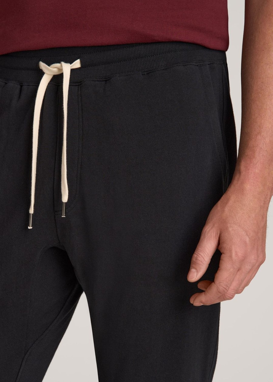 Men American Tall Athletic Pants | Lj&S Brushed Terrycloth Sweatpants For Tall Men In Vintage Black