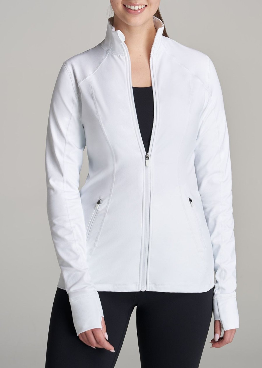 Women American Tall Jackets + Outerwear | Women'S Athletic Zip-Up Jacket In Bright White