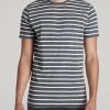 Men American Tall Tees + Tanks | Regular-Fit Striped Tee In Men'S Tall T-Shirt Charcoal Mix And White