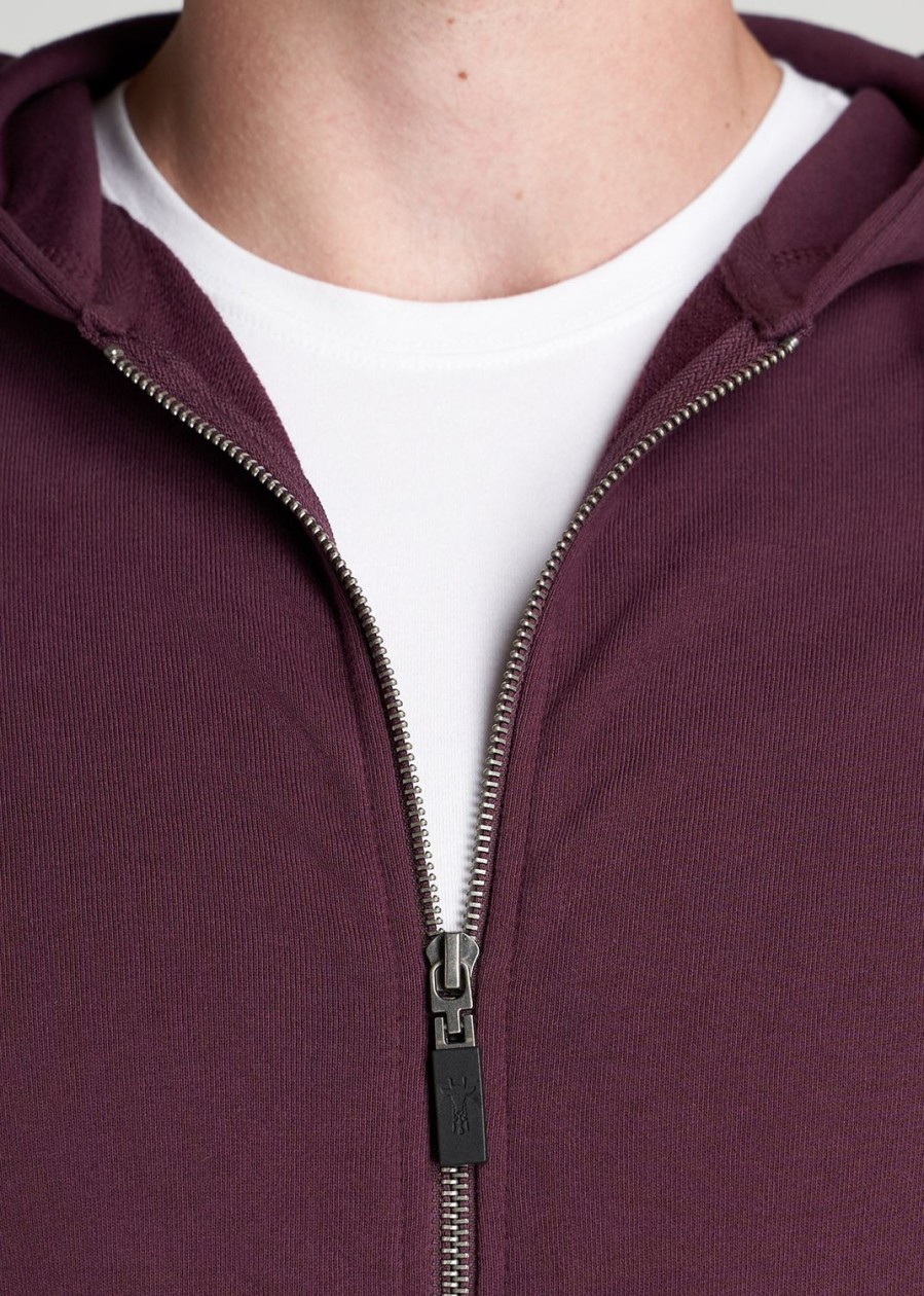 Men American Tall Hoodies + Sweatshirts | Wearever French Terry Full-Zip Men'S Tall Hoodie In Maroon