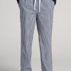 Men American Tall Athletic Pants | Woven Pajama Pants For Tall Men In Dark Blue Gingham