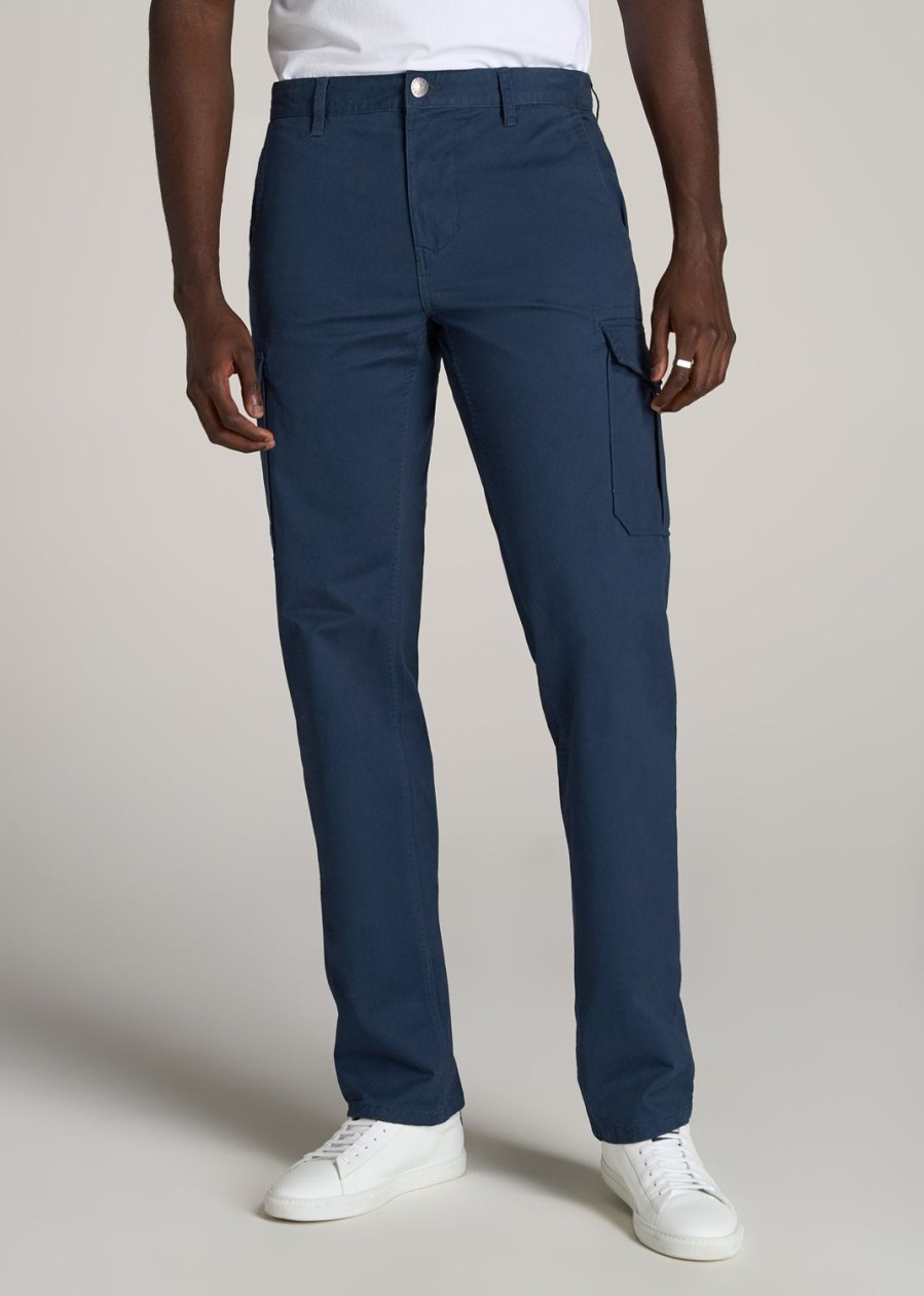 Men American Tall Pants + Chinos | Stretch Twill Slim-Fit Cargo Pants For Tall Men In Marine Navy