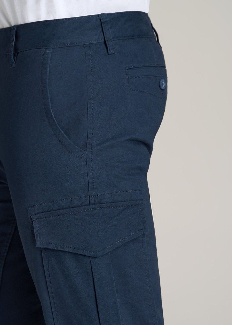 Men American Tall Pants + Chinos | Stretch Twill Slim-Fit Cargo Pants For Tall Men In Marine Navy