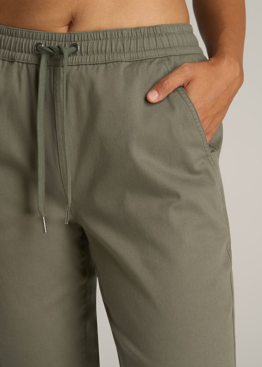 Women American Tall Pants + Trousers | Twill Jogger Pants For Tall Women In Olive