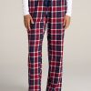 Women American Tall Athletic Pants | Open-Bottom Flannel Women'S Tall Pajama Pants In Apple Red And Navy Plaid