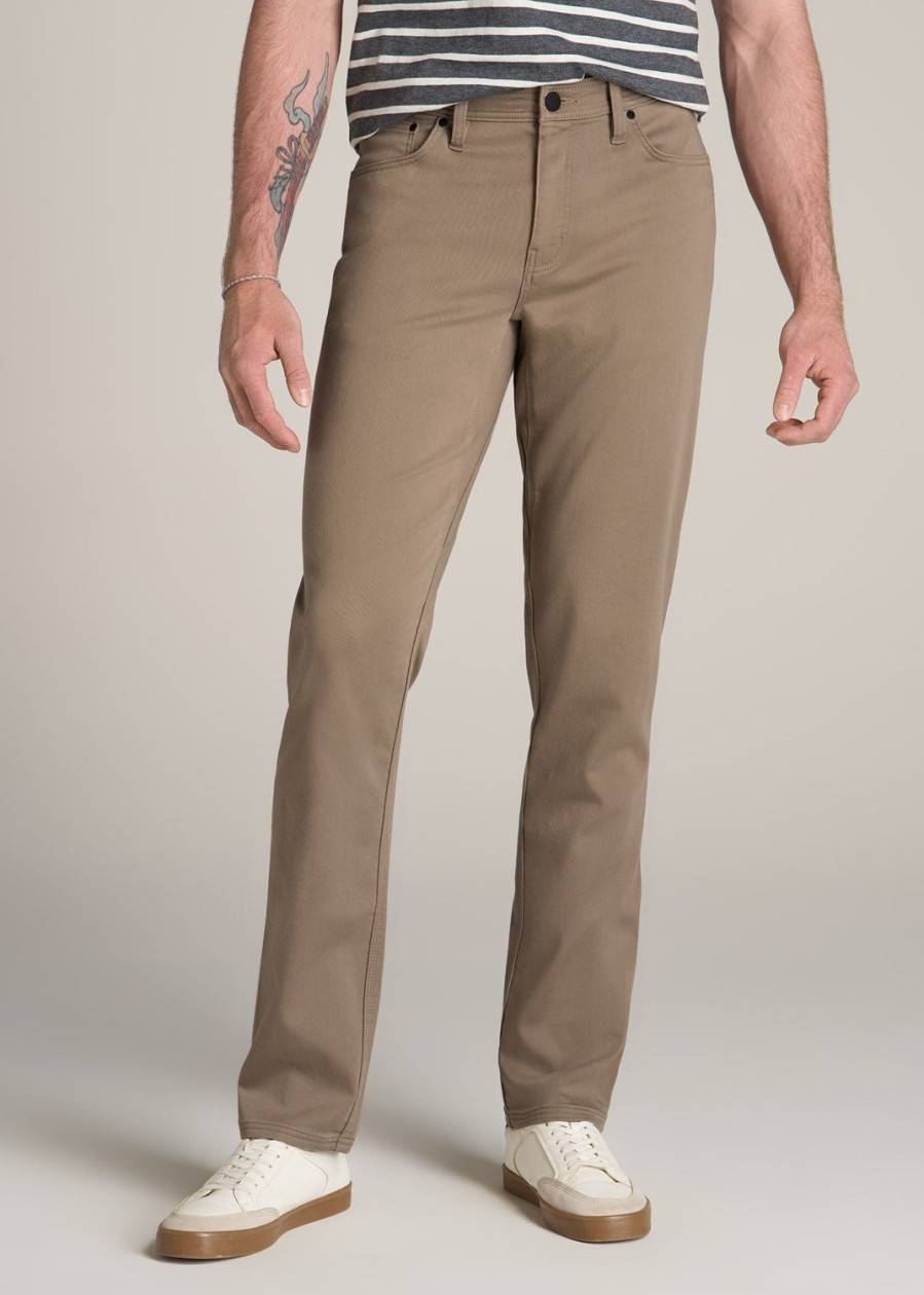 Men American Tall Pants + Chinos | Everyday Comfort 5-Pocket Tapered-Fit Pant For Tall Men In Dark Sand