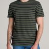 Men American Tall Tees + Tanks | Regular-Fit Striped Tee In Men'S Tall T-Shirt Dark Green And Navy Stripe