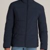 Men American Tall Jackets + Coats | Stand Collar Puffer Coat Jacket For Tall Men In Evening Blue