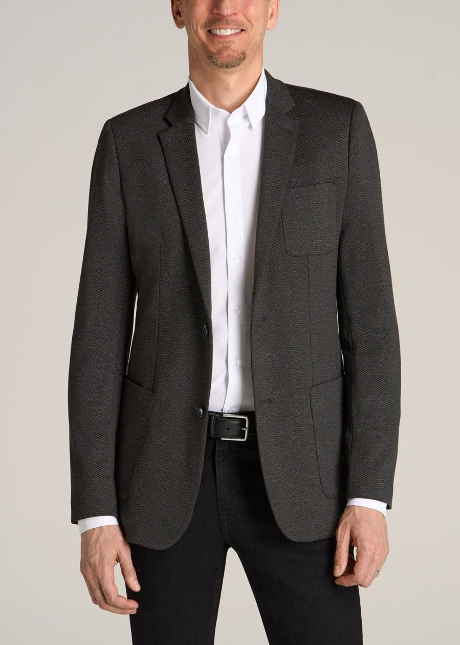 Men American Tall Jackets + Coats | Men'S Tall Blazer In Mix Black Silver