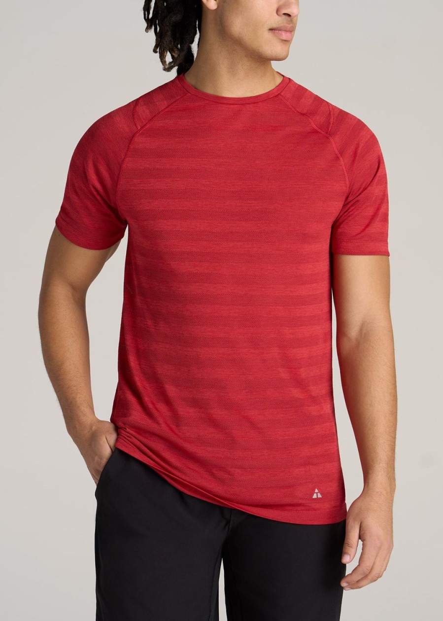 Men American Tall Tees + Tanks | A.T. Performance Modern-Fit Crewneck Raglan Short Sleeve T-Shirt For Tall Men In Red Heather