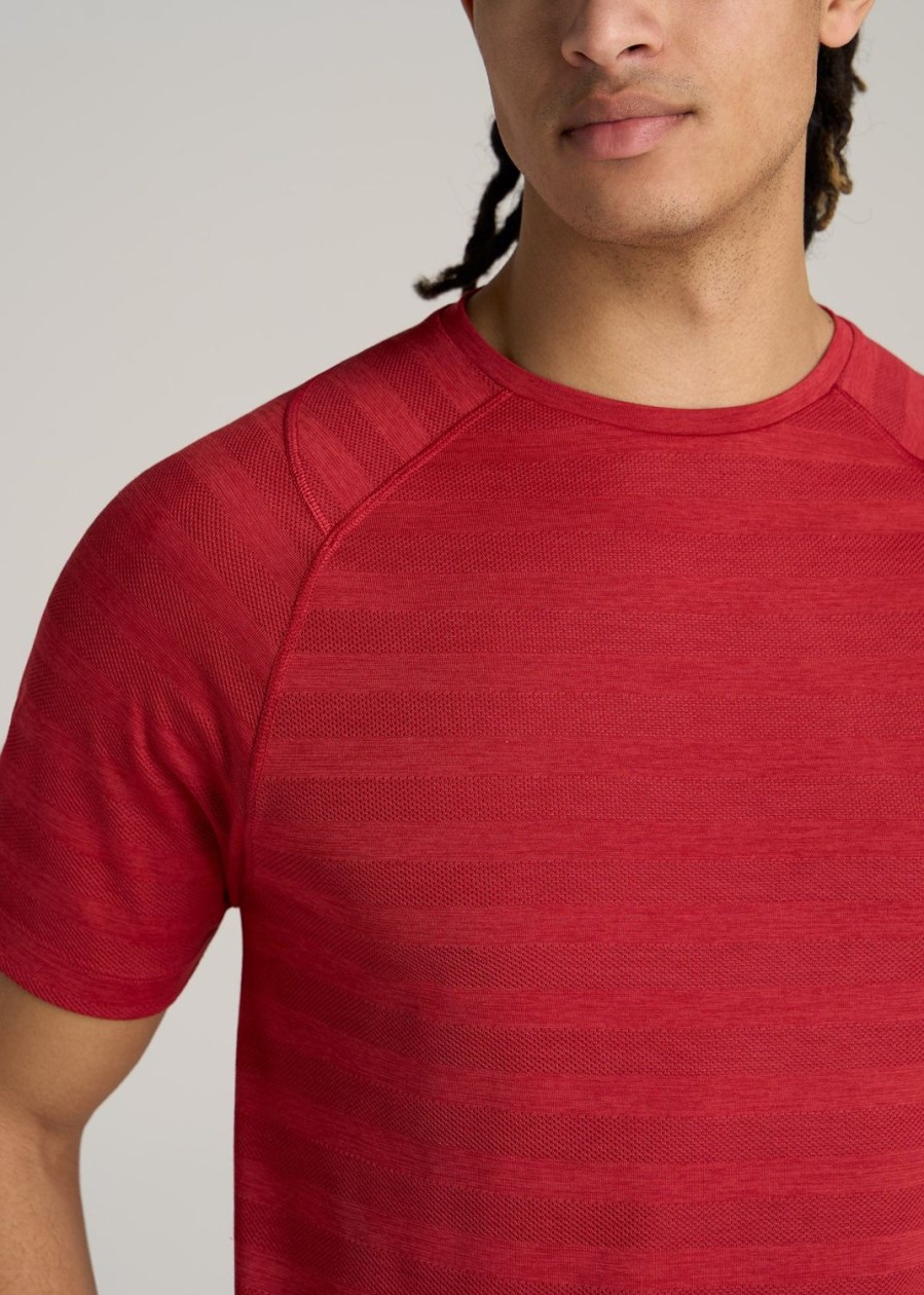 Men American Tall Tees + Tanks | A.T. Performance Modern-Fit Crewneck Raglan Short Sleeve T-Shirt For Tall Men In Red Heather