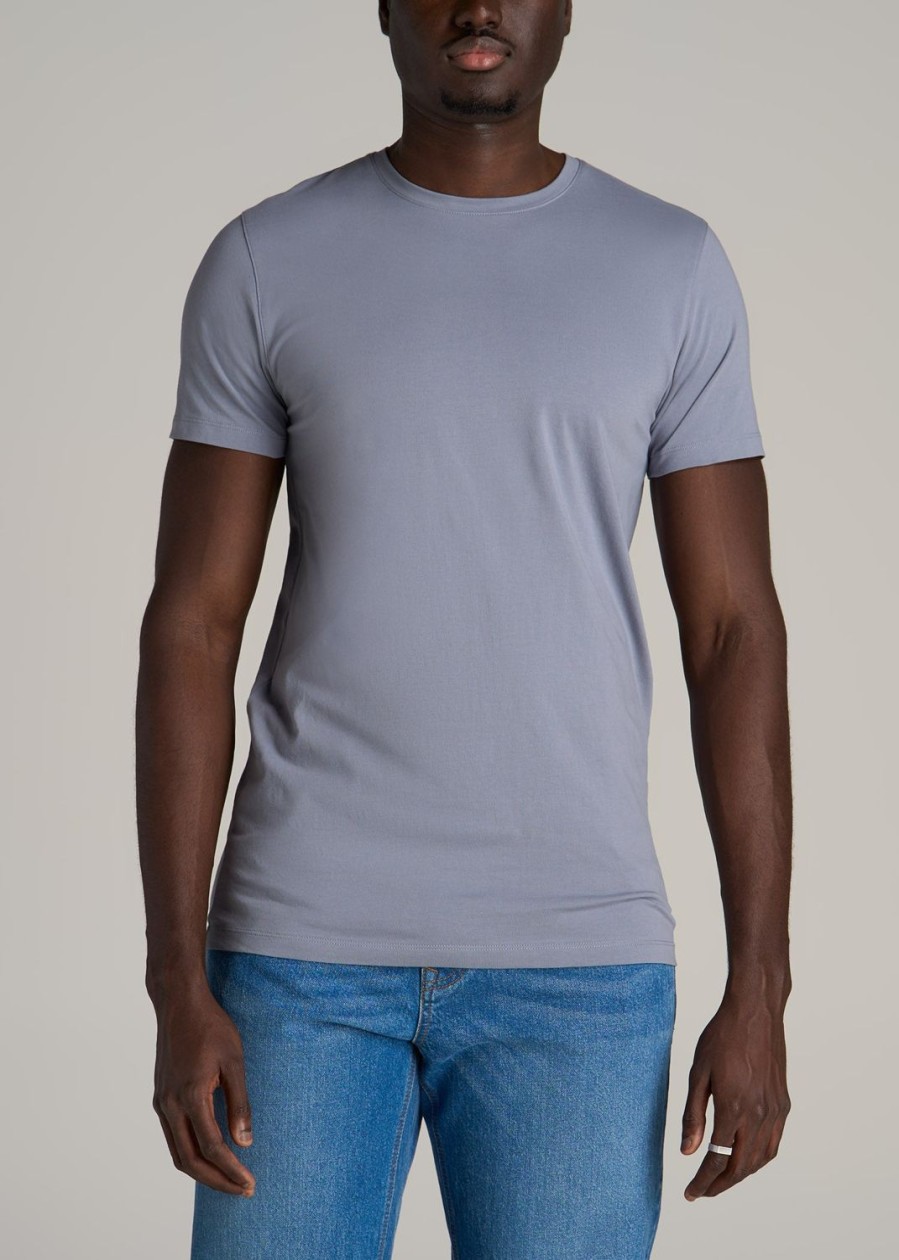 Men American Tall Tees + Tanks | Stretch Cotton Modern-Fit T-Shirt For Tall Men In Skyline Grey