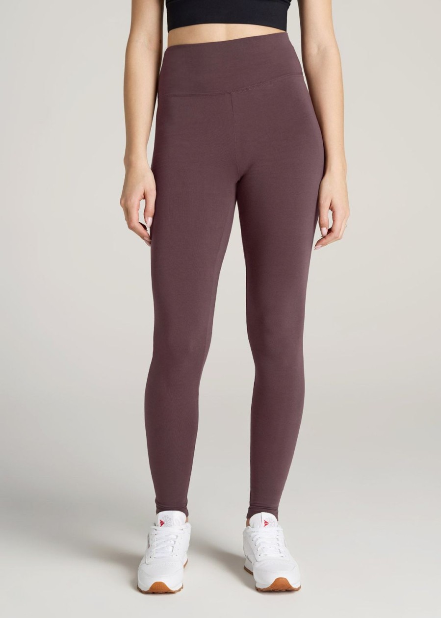 Women American Tall Athletic Pants | Women'S Tall Cotton Leggings In Dusty Merlot