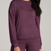 Women American Tall Long Sleeve Tees | Cozy Lounge Crewneck In Tall Women'S Shirts Beetroot Mix