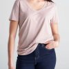 Women American Tall Tees, Tanks + Bodysuits | Women'S Tall Scoop V-Neck Tee In Ballerina Pink