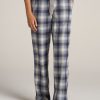 Women American Tall Athletic Pants | Open-Bottom Flannel Women'S Tall Pajama Pants In Blue And Grey Weave