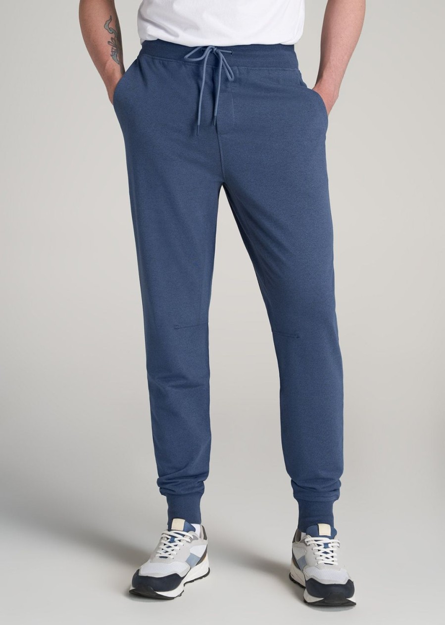 Men American Tall Athletic Pants | A.T. Performance Slim French Terry Joggers For Tall Men In Tech Navy Mix