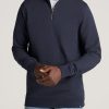 Men American Tall Hoodies + Sweatshirts | Wearever Fleece Quarter-Zip Tall Men'S Sweatshirt In Navy