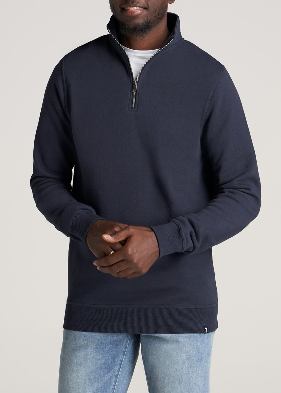 Men American Tall Hoodies + Sweatshirts | Wearever Fleece Quarter-Zip Tall Men'S Sweatshirt In Navy